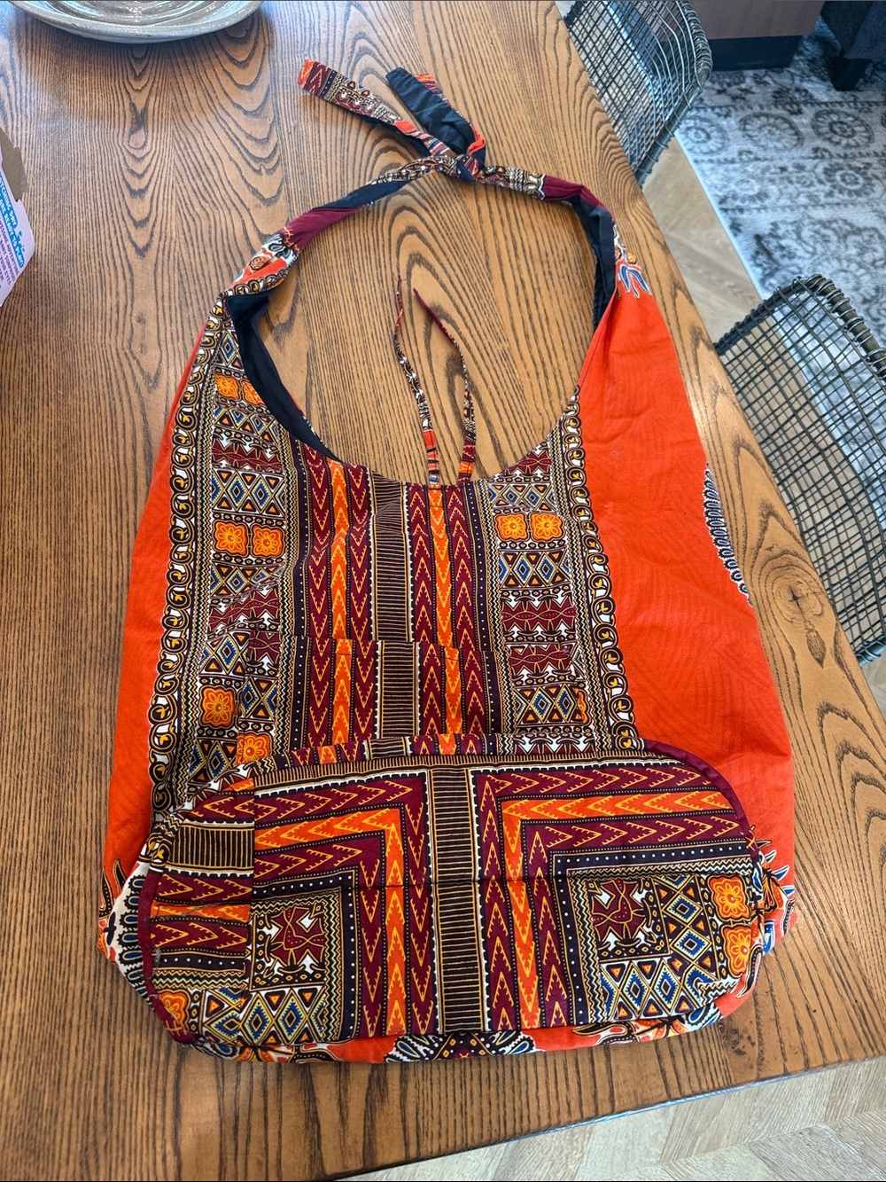 Bohemian Patterned Orange Crossbody Bag